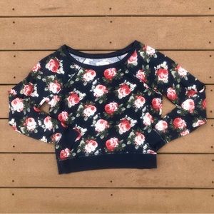 Vintage Y2K Abercrombie Floral Sweatshirt Navy Blue M